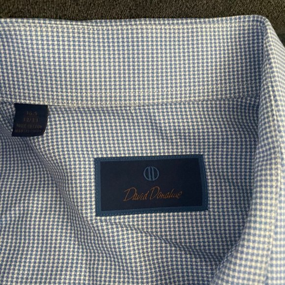 16.5 32/33 Blue/White David Donahue Shirt - Picture 1 of 4